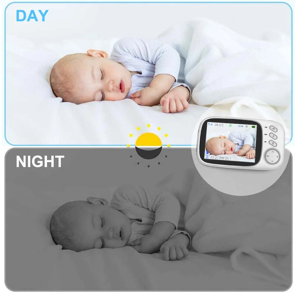 3,5-Inch Video Babyfoon met Nachtzicht, Temperatuurweergave en Twee-Weg Audio