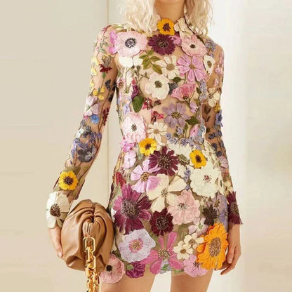 Gebloemde Cocktailjurk met Kant – Aurelia