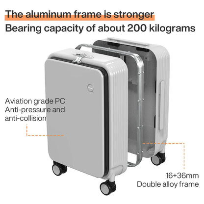Aluminium Frame Hardshell Koffer met USB-Poort – Turin