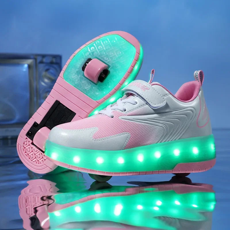 Rollschaatsen voor kinderen met LED-verlichting en afneembare wielen.