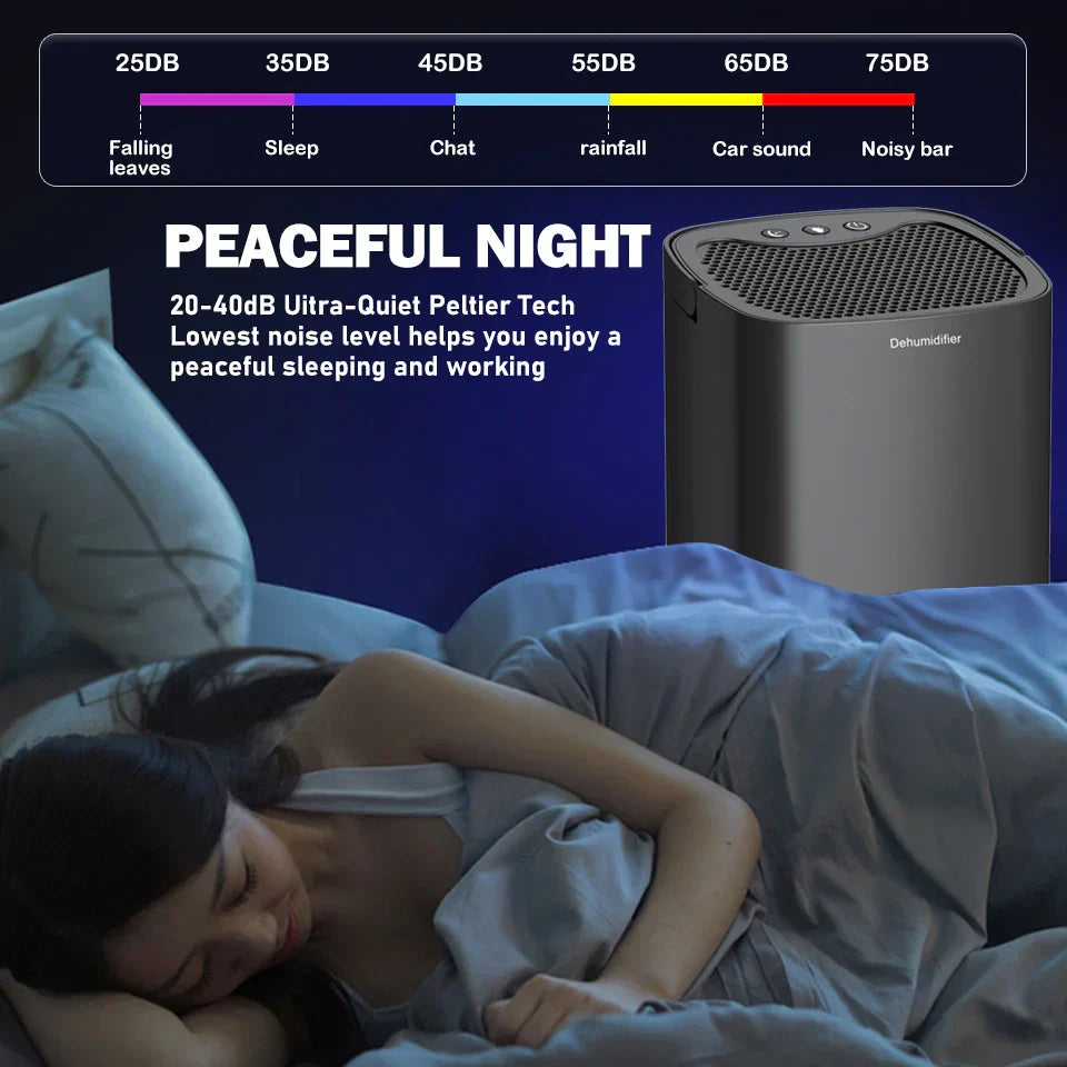 1000 ml Draagbare 2-in-1 Luchtontvochtiger met Luchtfilter & Nachtlampje – Aveline
