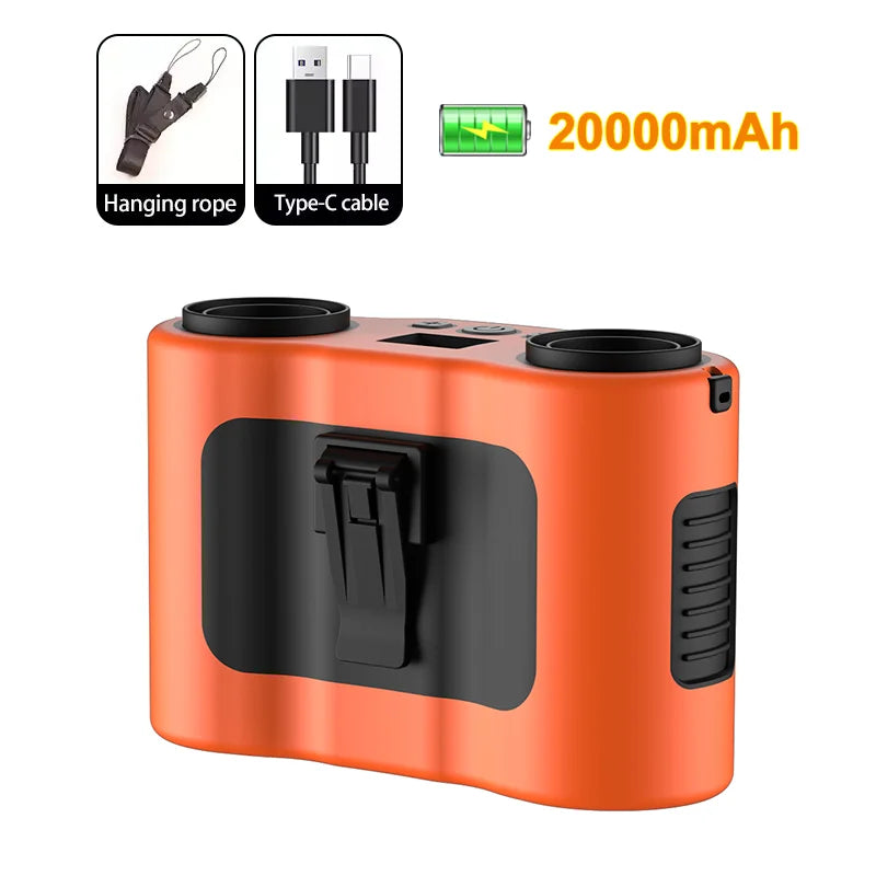 Draagbare heupclipventilator met dubbele luchtuitlaten & 20.000mAh batterij – BreezeMate