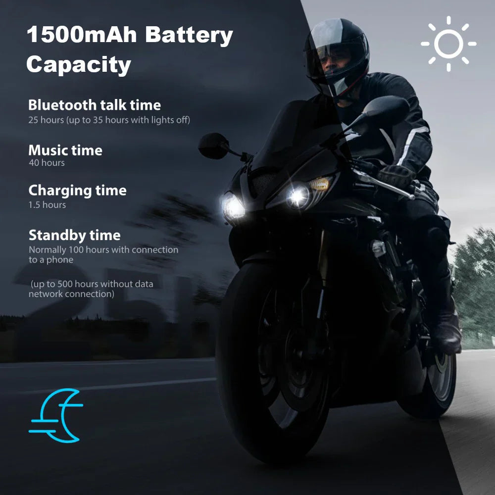 Bluetooth Motorfiets Intercom 10 Rijders & IP67 Waterdicht – RideSync