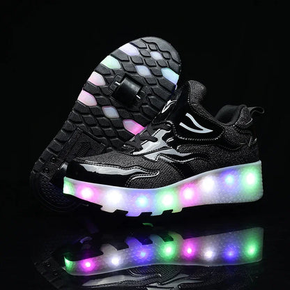 Rollschaatsen voor kinderen met LED-verlichting en afneembare wielen.
