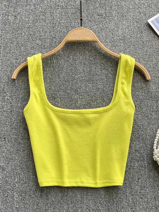 Rugloze Cropped Tanktop in Effen Kleur – Zayra