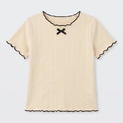 Short-Sleeve Ribbed Children's Top - Ribbony