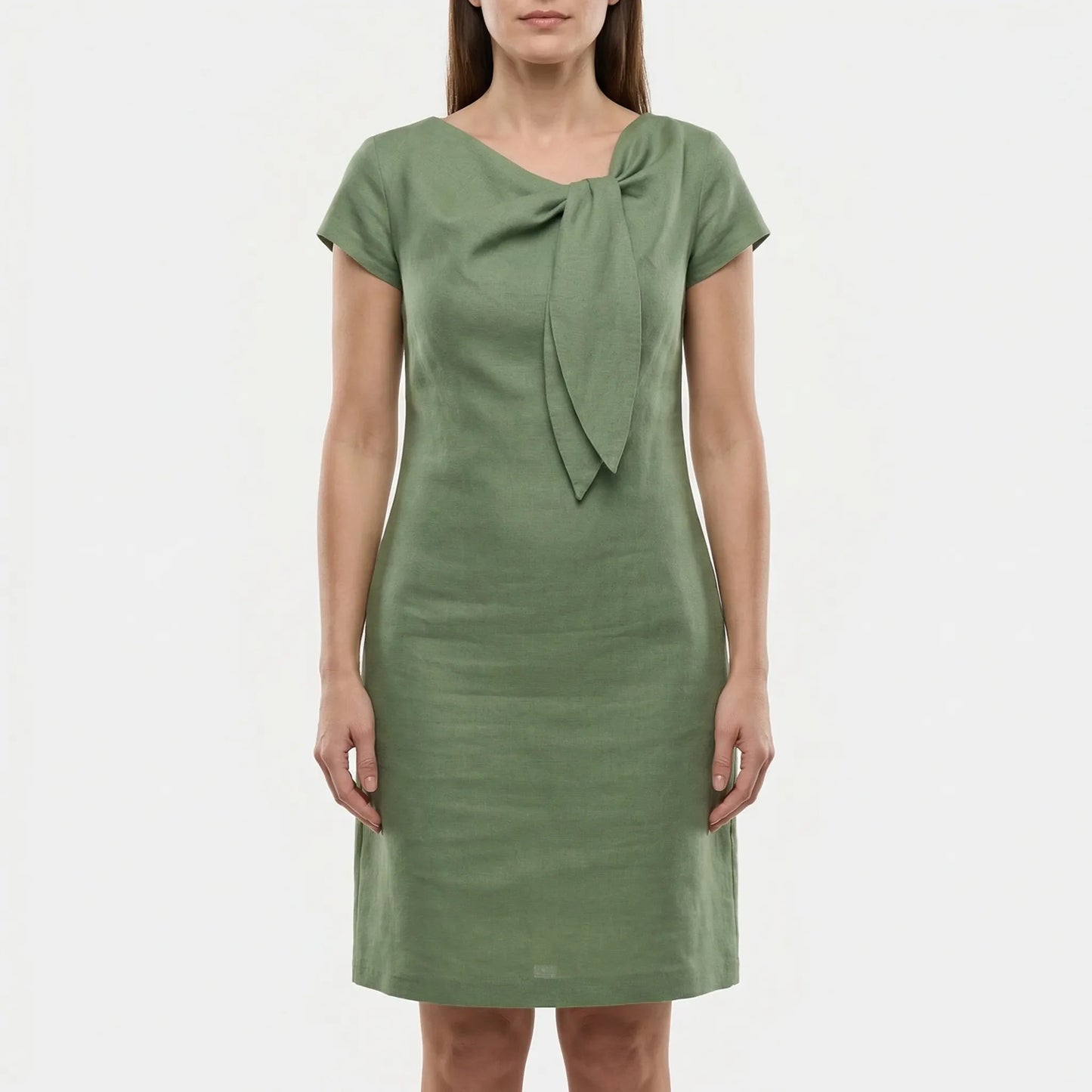 Short Sleeve Bow Detail Shift Dress - Susan