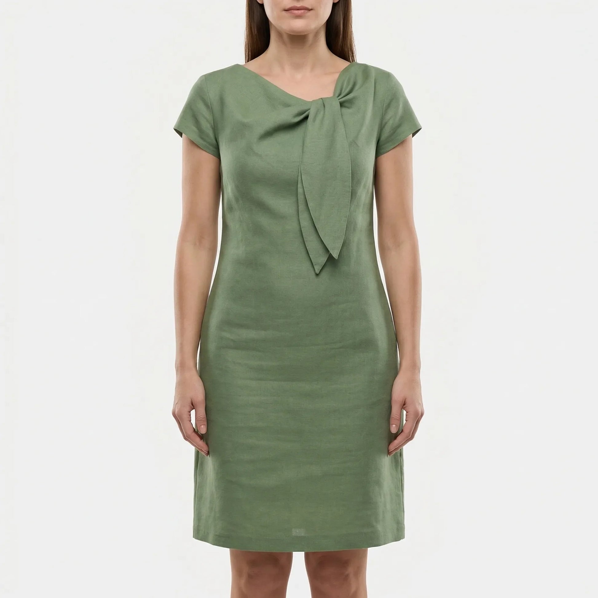 Short Sleeve Bow Detail Shift Dress - Susan