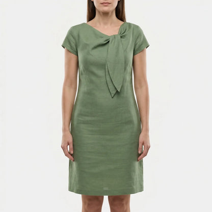 Short Sleeve Bow Detail Shift Dress - Susan
