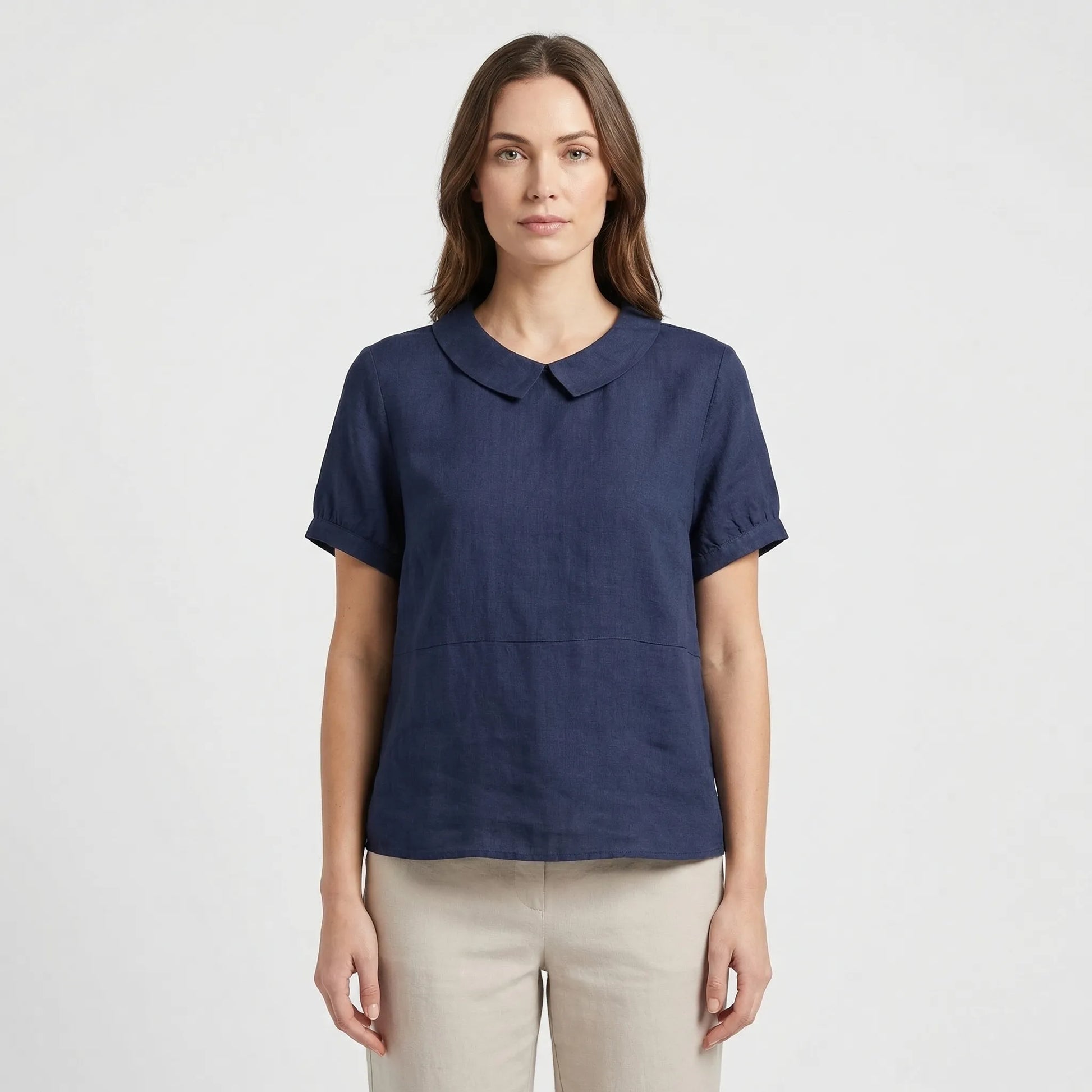 Short Sleeve Collared Women's Top - Maria