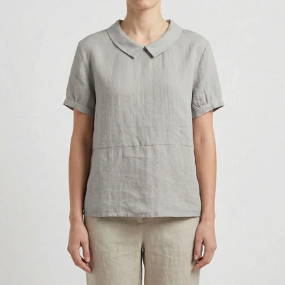 Short Sleeve Collared Women's Top - Maria