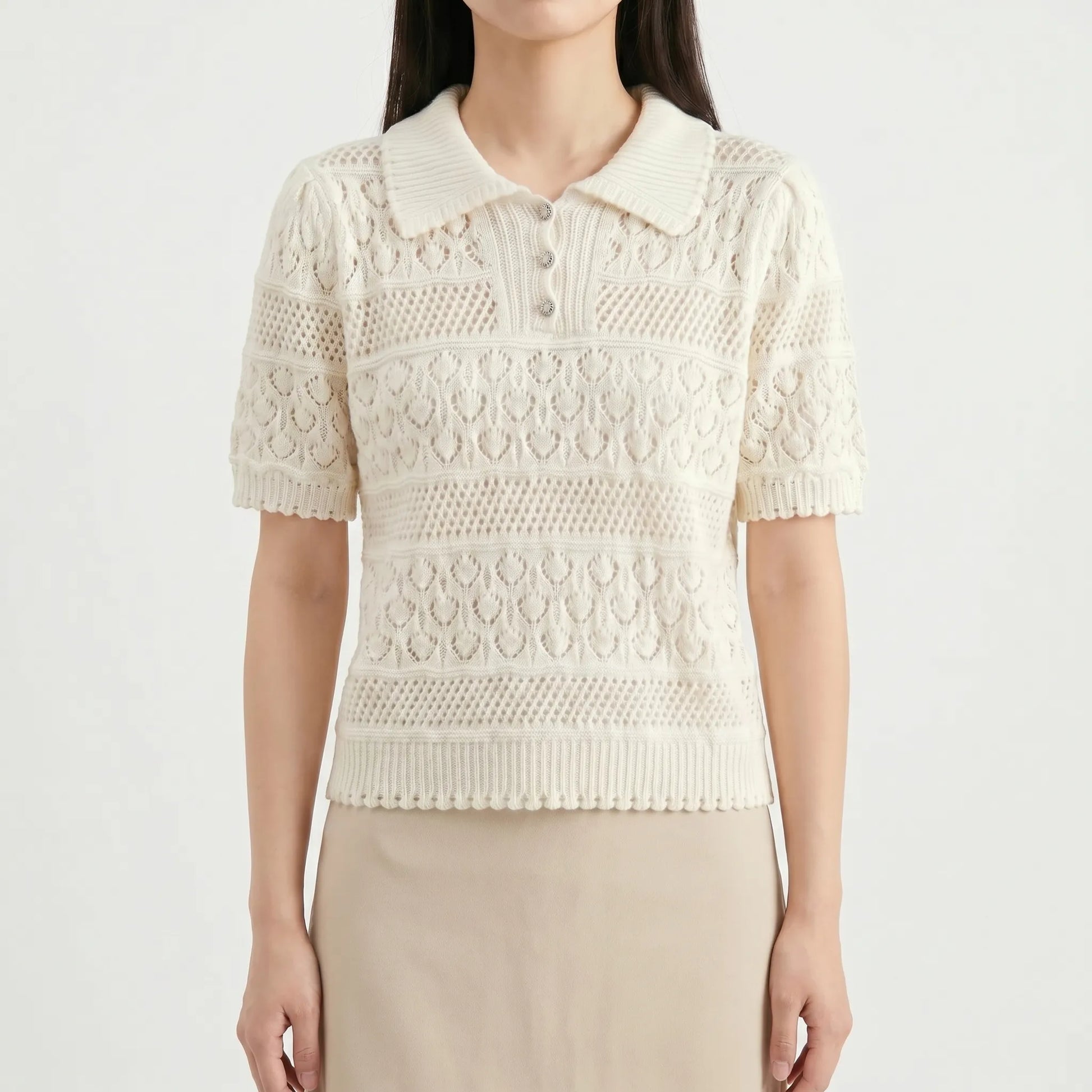 Short Sleeve Knitted Blouse -  Marjorie