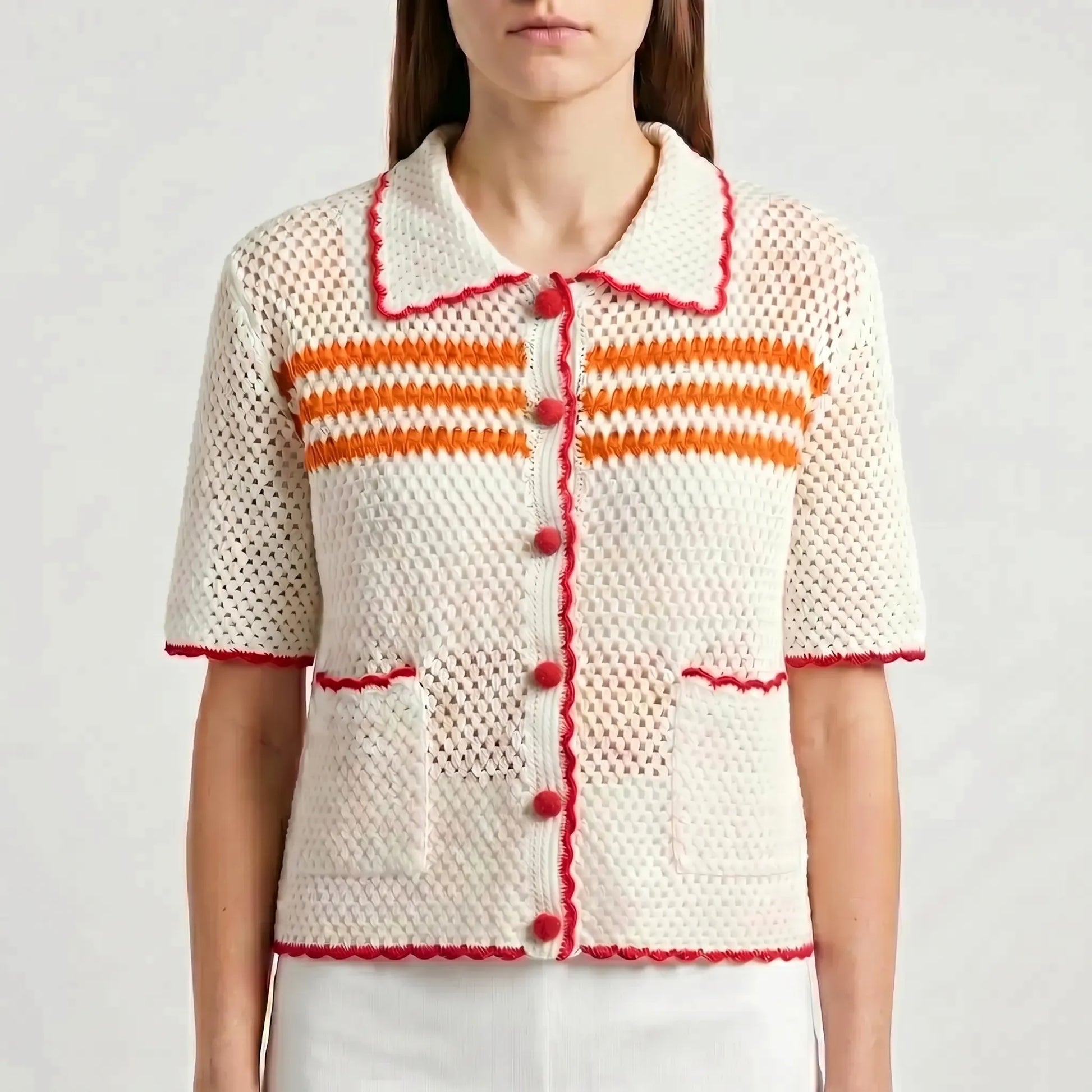 Short Sleeve Knitted Cardigan -  Penny