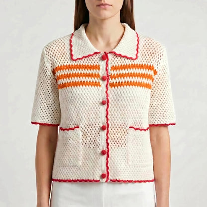 Short Sleeve Knitted Cardigan -  Penny