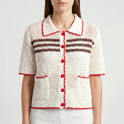 Short Sleeve Knitted Cardigan -  Penny