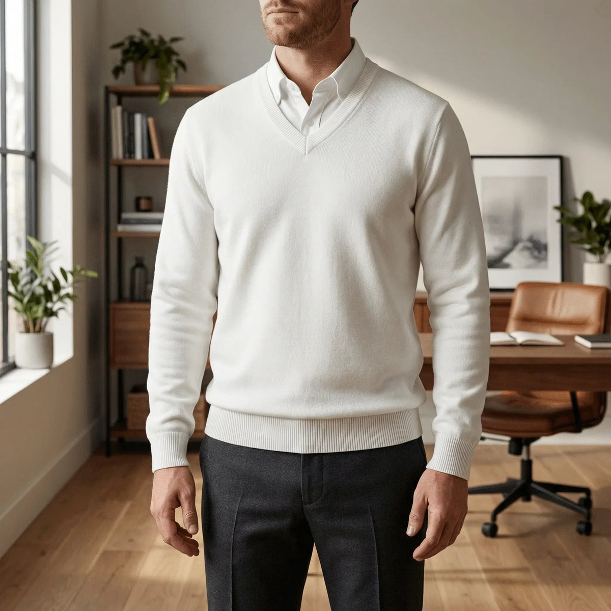 Slim-Fit V-Ausschnitt Pullover - Keanu