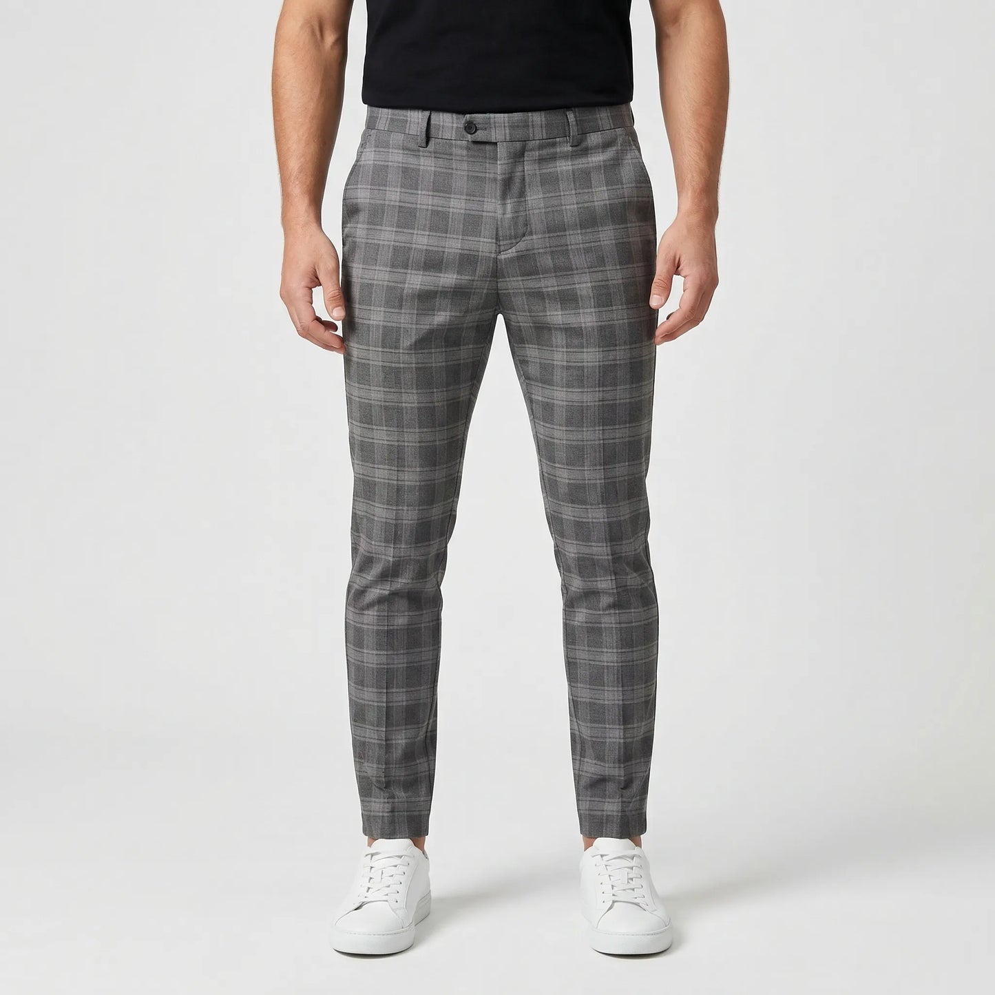 Slim Fit Cropped Check Trousers - Cornelius