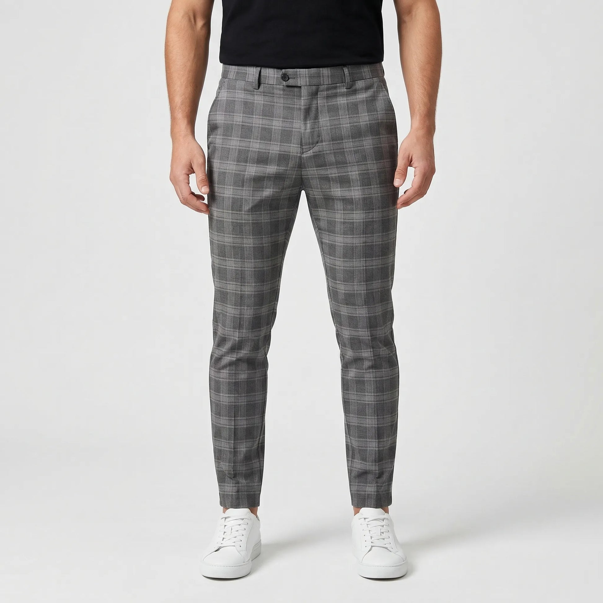 Slim Fit Cropped Check Trousers - Cornelius