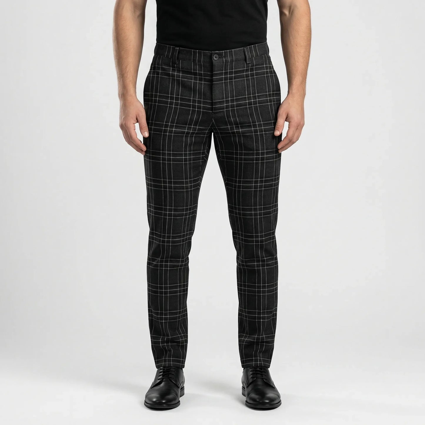 Slim Fit Cropped Check Trousers - Cornelius