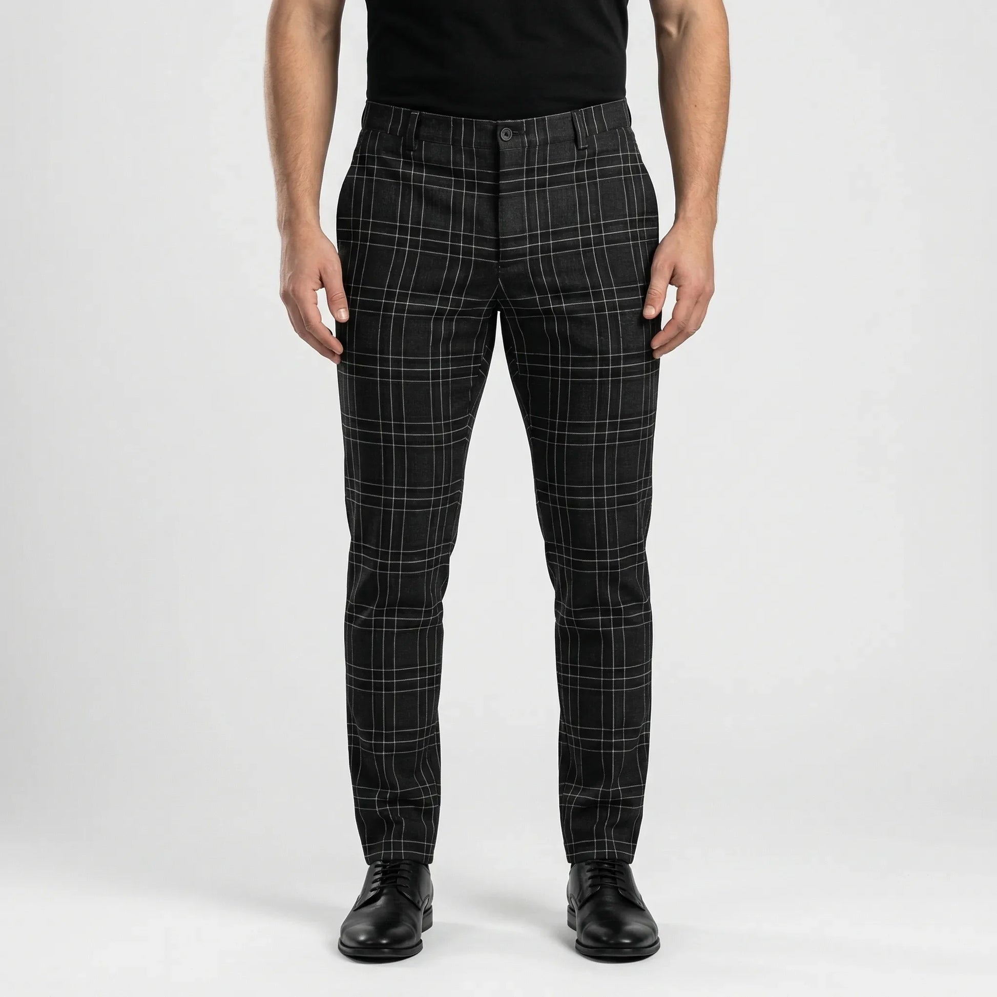 Slim Fit Cropped Check Trousers - Cornelius