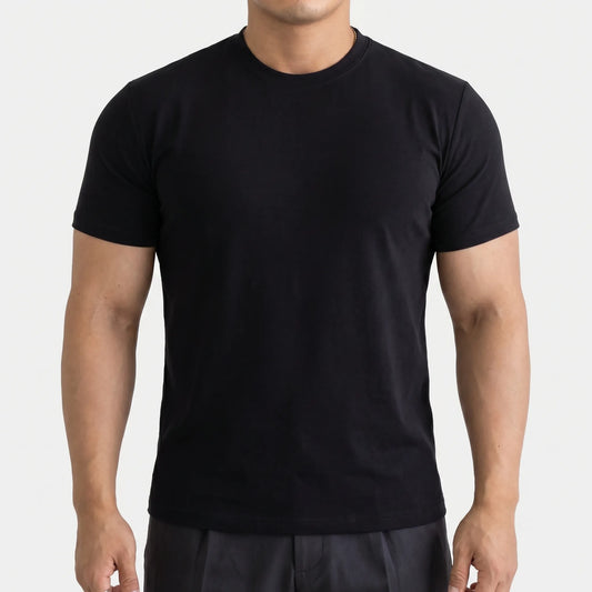 Solid Color Fitted Crew Neck Tee - Jeff