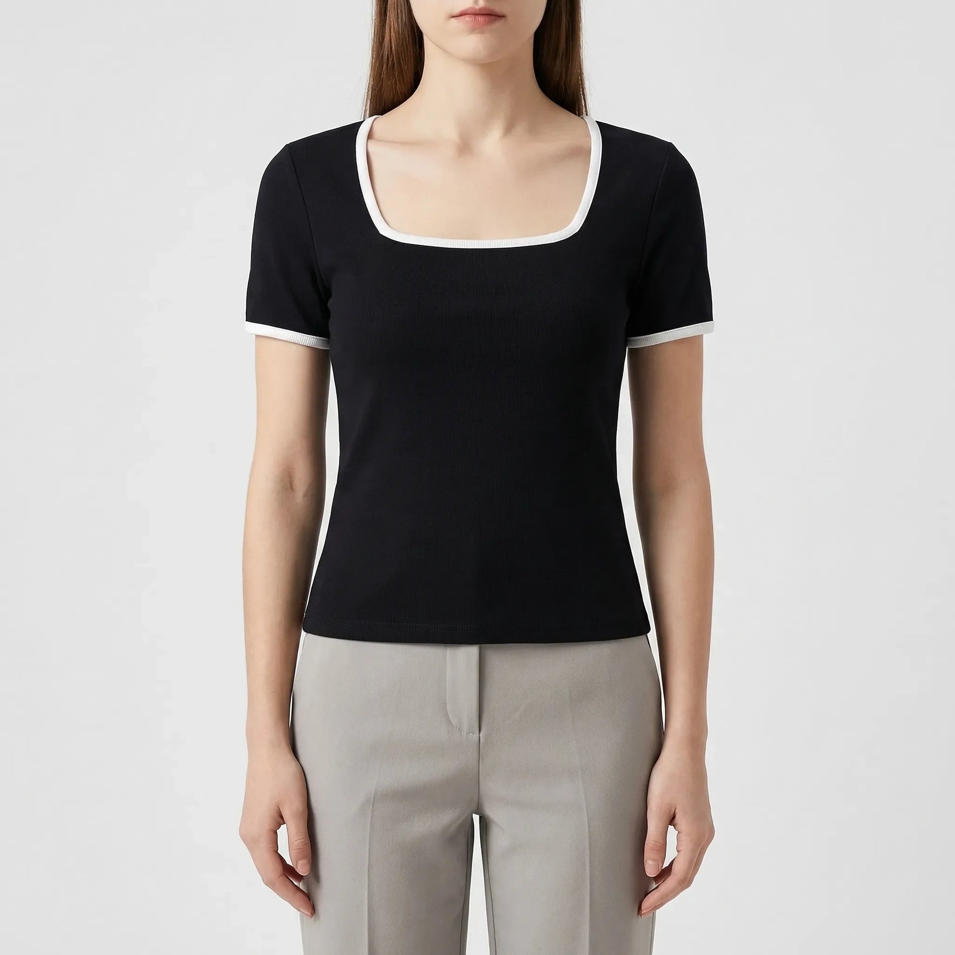 Square Neck Short Sleeve Top - Sarah