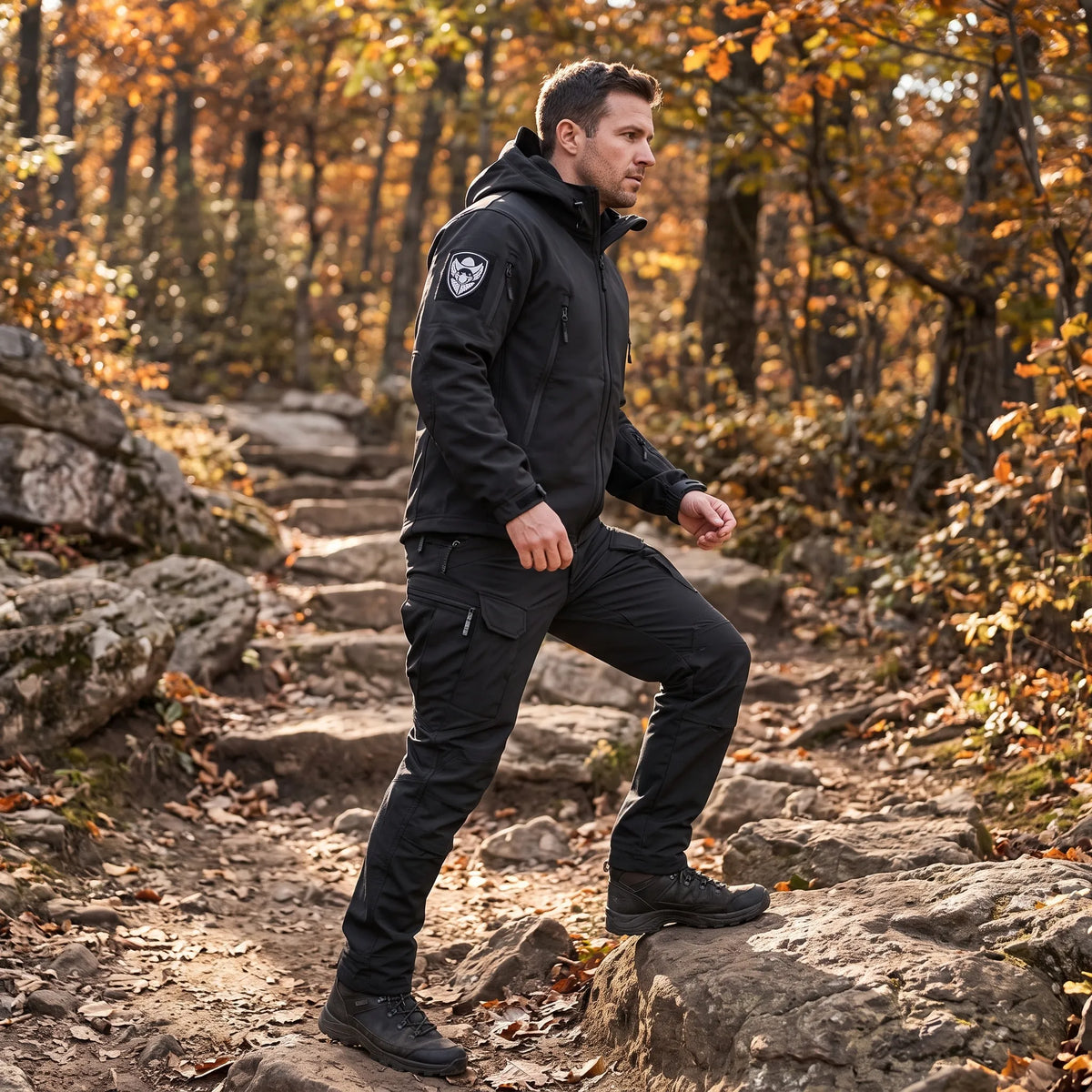 Tactische Outdoorset Voor Heren: Flexibel Jack En Broek Voor Actieve Beweging