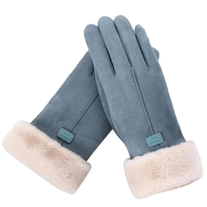 Touchscreen-Compatible Winter Gloves With Plush Trim - Debra