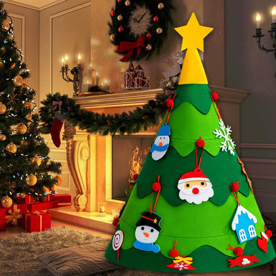 Kerstboom van vilt om zelf te versieren – met 30 decoratie-elementen
