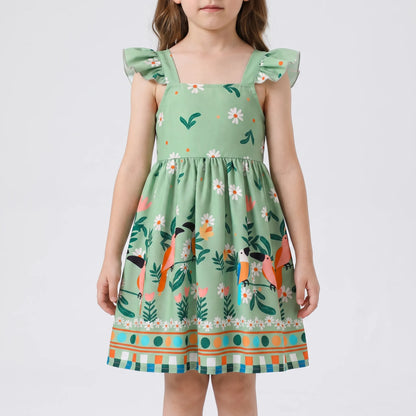 Tropical Print Girls Summer Dress - Tropela