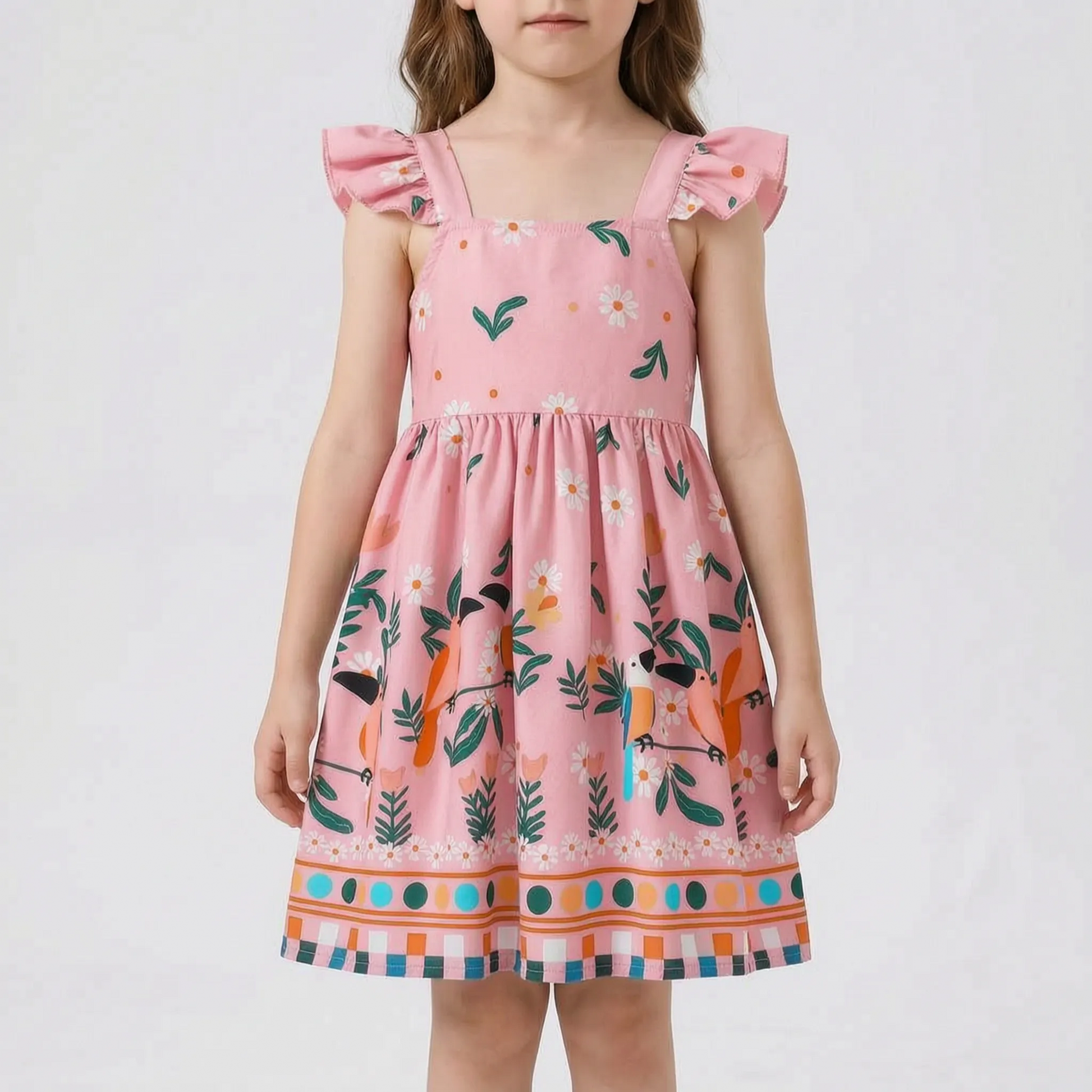 Tropical Print Girls Summer Dress - Tropela
