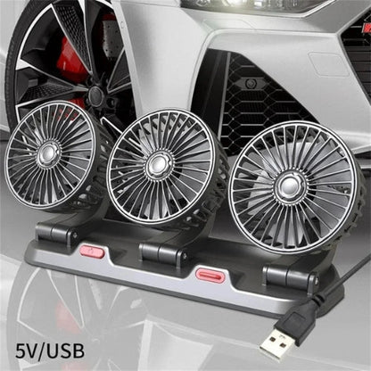 360° Verstelbare 3-Kop Auto Ventilator USB/12V/24V – AirFlow