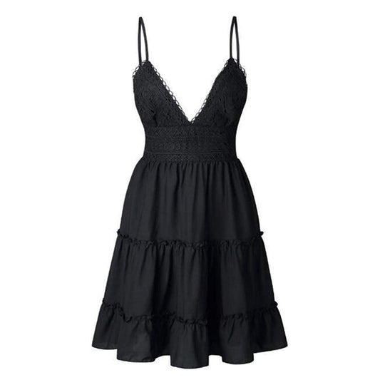 Luchtige & stijlvolle mini-spaghetti-jurk met V-hals – Melina
