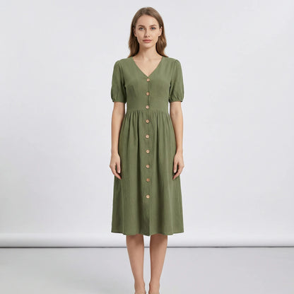 V Ausschnitt Midikleid Mit Knopfleiste - Maxine