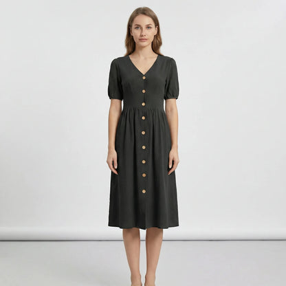 V Ausschnitt Midikleid Mit Knopfleiste - Maxine