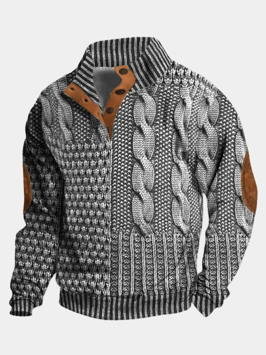 Warm Men's Jumper With Cable-Knit Pattern - Oscar