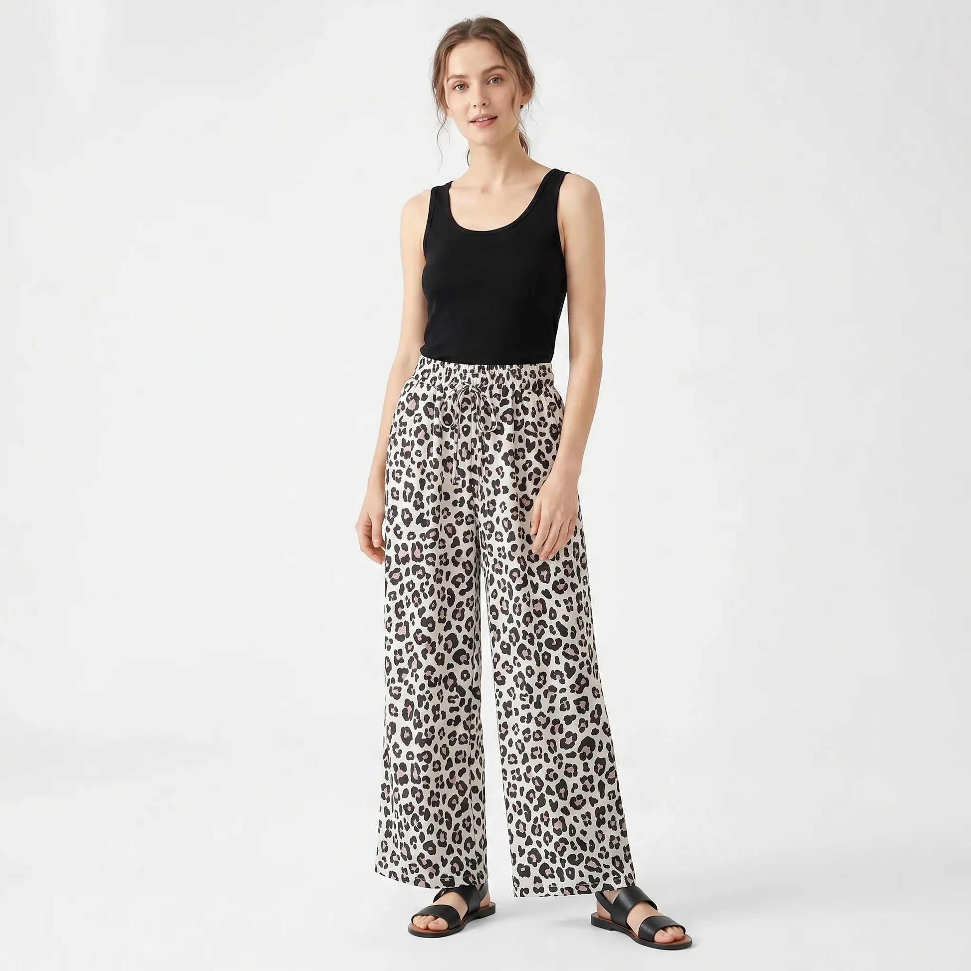 Wide-Leg Animal Print Trousers - Kendra