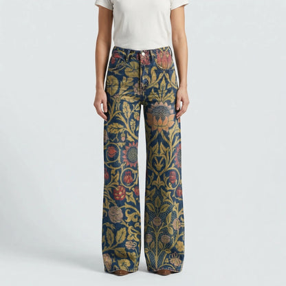 Wide-Leg Floral Print Trousers - Alexis