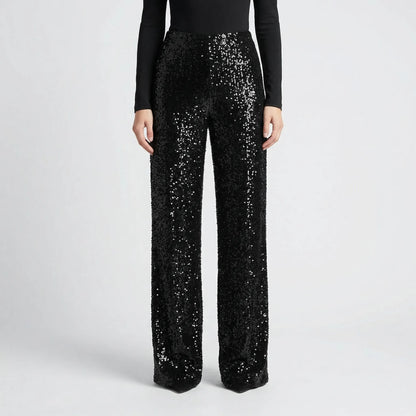 Wide-Leg Sequin Trousers Full Length - Molly