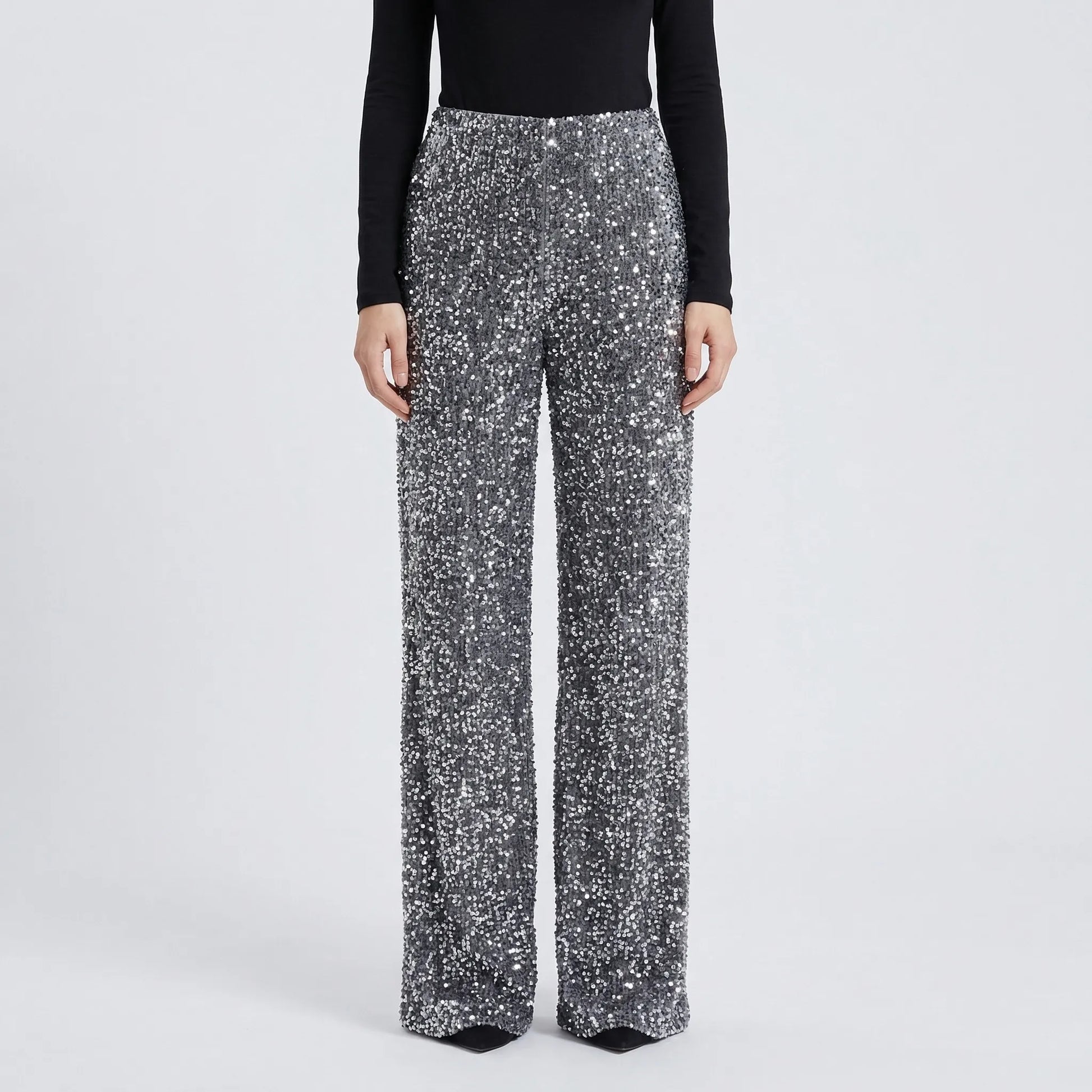Wide-Leg Sequin Trousers Full Length - Molly