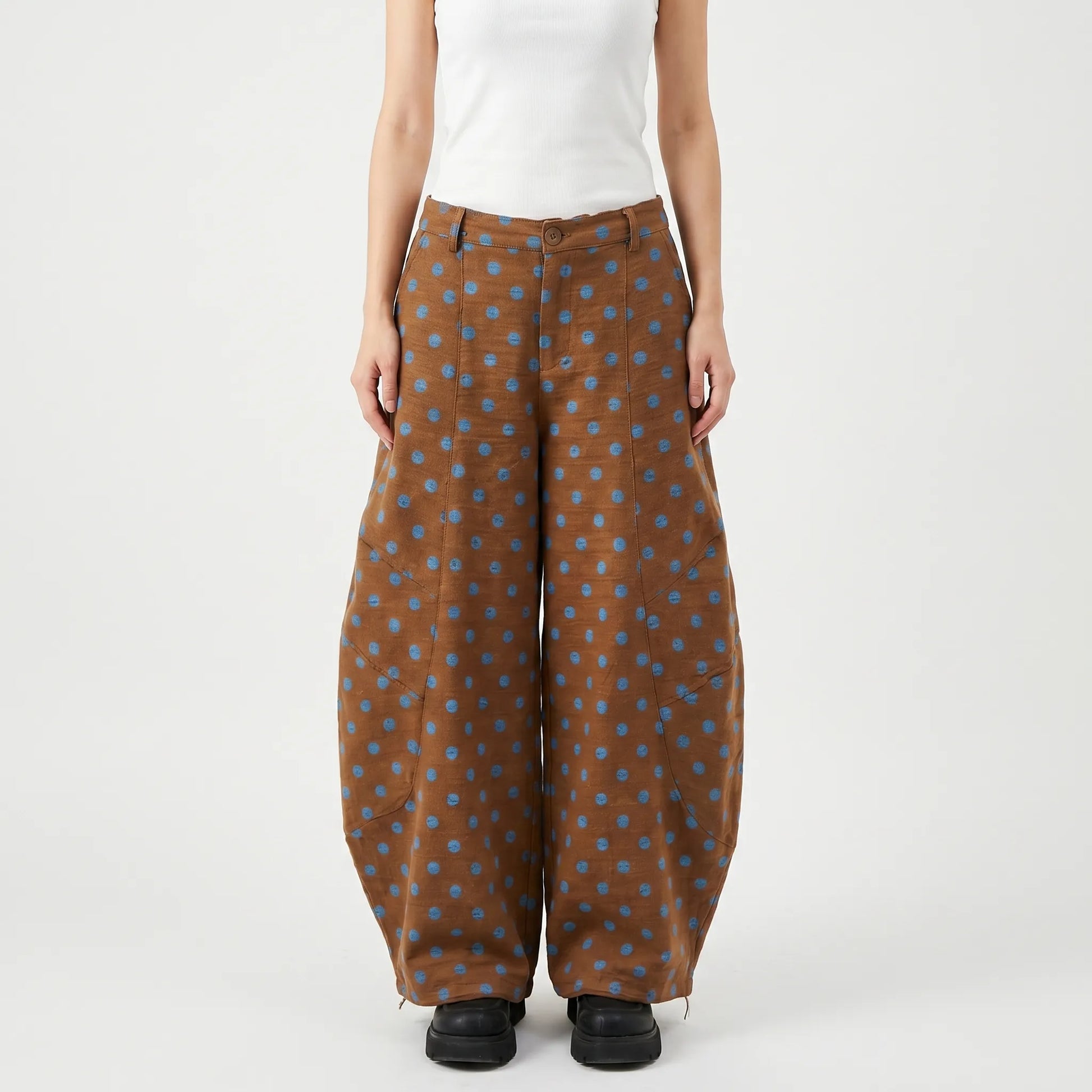 Wide Barrel Leg Trousers -  Mae