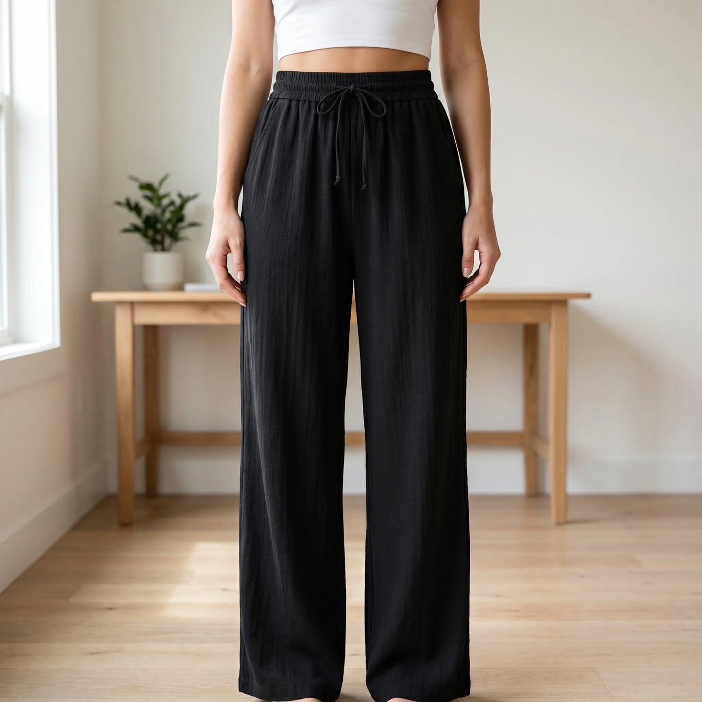 Wide Leg Casual Trousers - Peggy