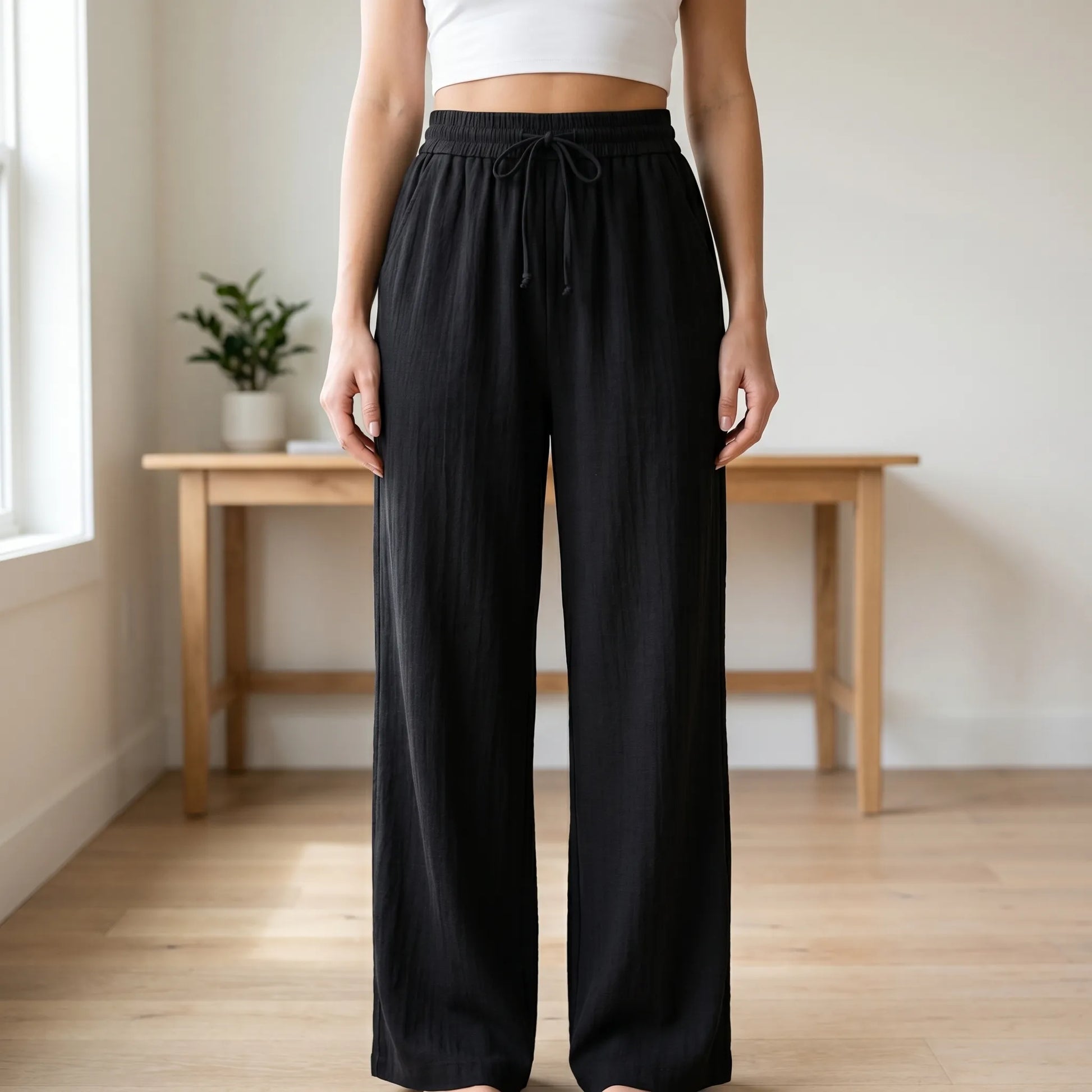 Wide Leg Casual Trousers - Peggy