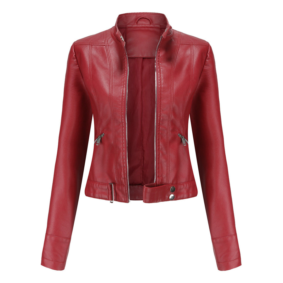 Stijlvolle dames leren jack in klassiek ontwerp - Marlene