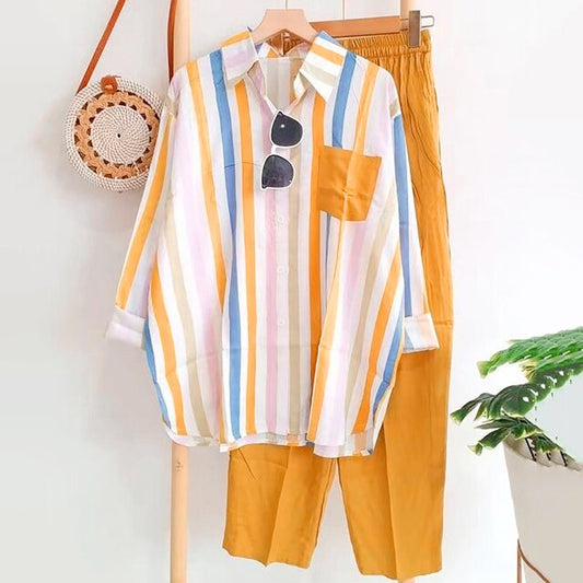 Casual Blouse- en Broekenset van Luchtige Stof – Noémie