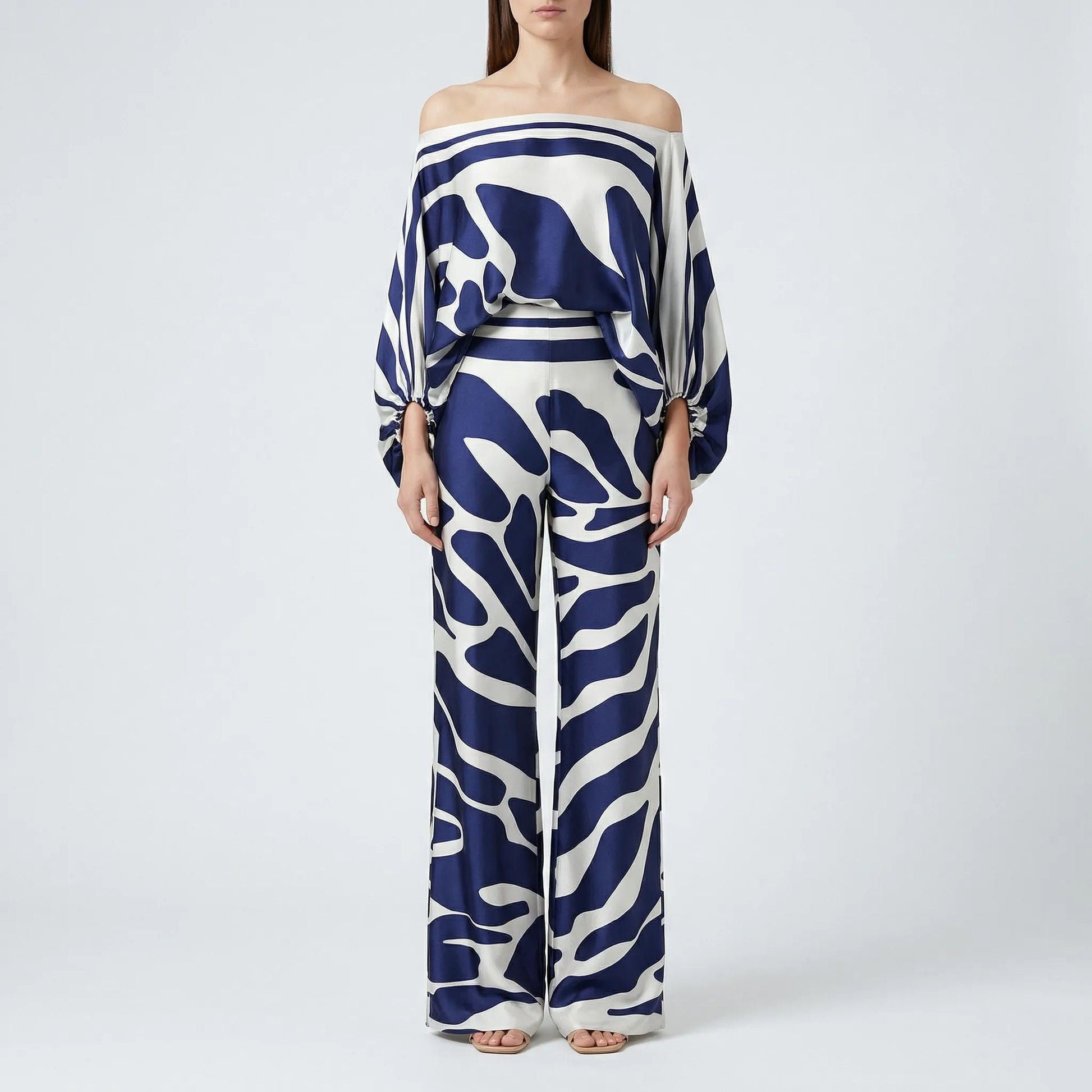 Zweiteiliges Set Mit Off-Shoulder-Top Und Weitem Schnitt - Fannie