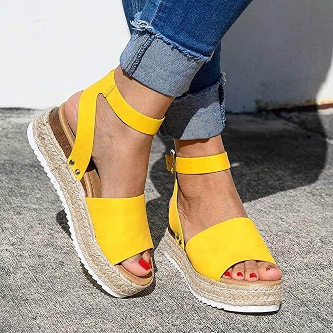 Dames Plateau Espadrille Sandalen met sleehak & bandjes – Livia