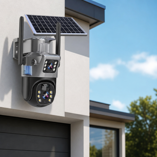 Zonne-Energie Beveiligingscamera 4K met Dubbele Lens – Solvexa
