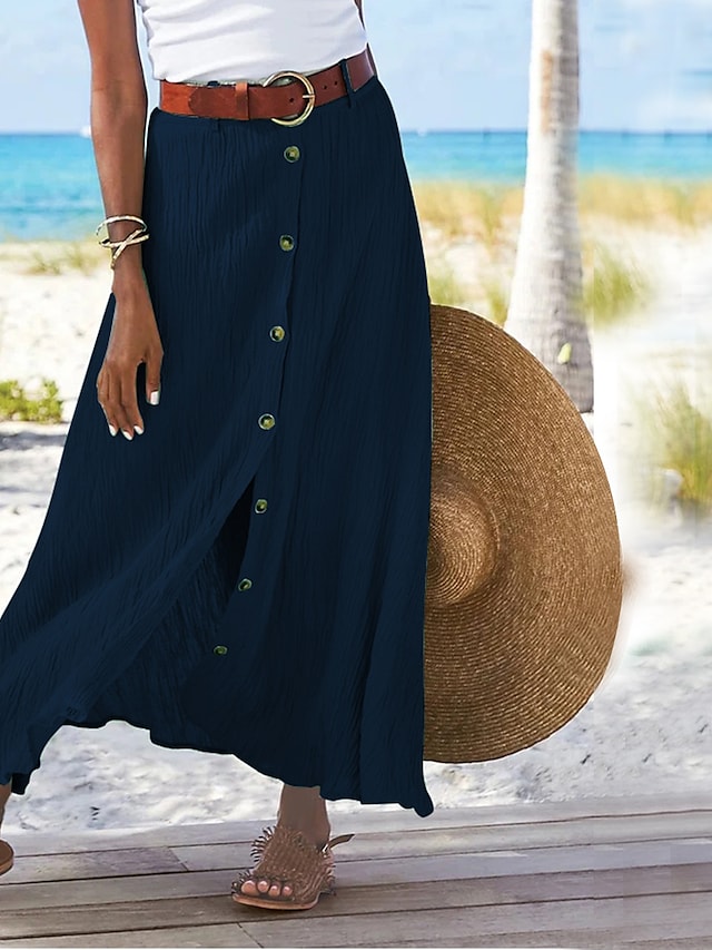 Vloeiende Linnen Maxi Rok – Odette