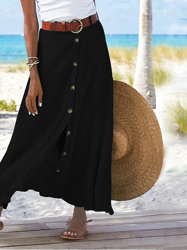 Vloeiende Linnen Maxi Rok – Odette